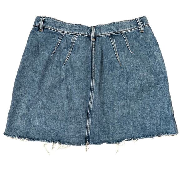 We The Free People Cosmico Flirt Denim Pleated Raw Hem Mini Skirt Rain Wash 31 - Picture 2 of 8